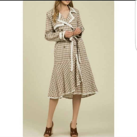 ASOS Jackets & Blazers - POL GINGHAM TRENCH COAT DRESS